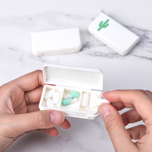 HANNEA® 4 Pack Small Pill Organizer Pill Case Box, 3 Compartments Travel Pill Organizer, Moisture Proof Daily Pill Case for Pocket Purse, Portable Medicine Vitamin Fish Oil Holder Container 3 PCS