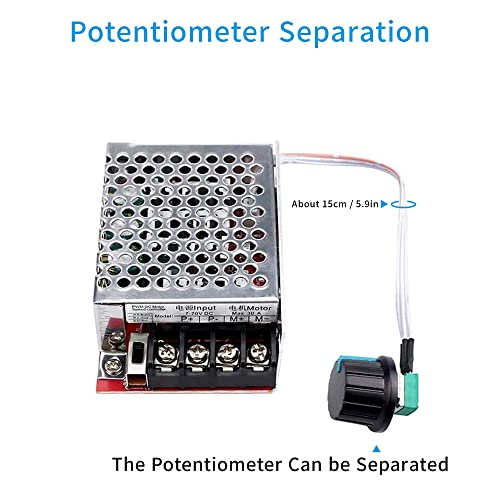 HASTHIP® PWM DC-Motor Controller Adjustable PWM DC Motor Speed Controller Switch Control 12V 24V 36V 48V with 30 Amp Fuse for DC Controller Electric Motor Speed Controller (12KHZ, 7-70V 30A Fuse)