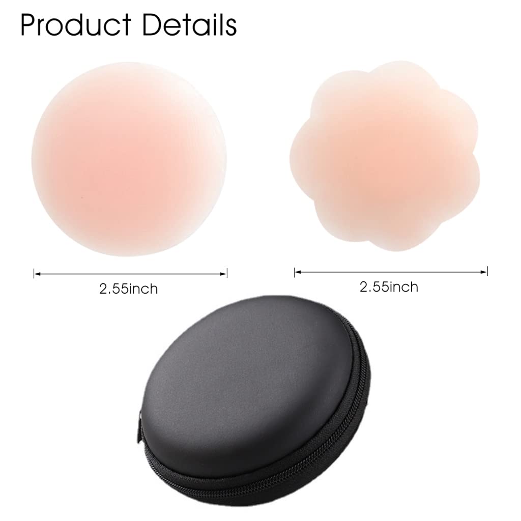 PALAY® 4 Pairs Nipple Cover Reusable for Women Flower Shaped Silicon Nipple Cover for Women Nipple Pastices with Travel Case Anti Slip Self-Adhesive Invisible Silicone Covers