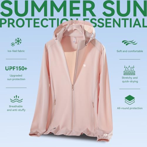 Venzina® Women's Jacket Hoodie Long Sleeve Lightweight Athletic Jacket UPF 150+ Shirts Sun Protection Clothing for Outdoor Hiking