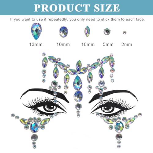 MAYCREATE® Rhinestone Face Decoration Jewelry Sticker Peacock Princess Makeup Sticker for Makeup Artist Body Art Rhinestone Face Sticker Acrylic Gem Stones Stickers for Makeup, Festival, Perform