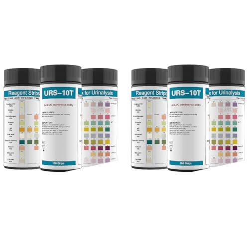 HANNEA® 100-Count Urinalysis Strips Quick UTIs Urine Test Dipsticks 10-Parameter Self Monitoring for Diabetes Electrolyte Imbalance Etc 2PCS