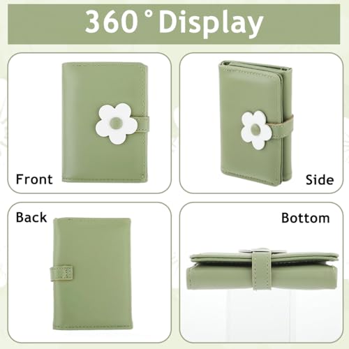 PALAY Girls Wallet Women Wallet PU Leather Card Holder Girls Wallet Cute Flower Snap Button Wallet with Lovely Heart Shaped Photo Window Gift Wallet for Girls Christmas Gift, Green