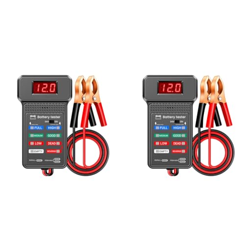 STHIRA® 12V 24V Car Battery Tester Checker Device with LED Indicators 4-Stage Diagnosis Troubleshooting Voltage 2PCS