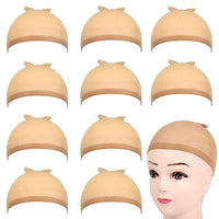 MAYCREATE® 10pcs HD Wig Cap for Women, Ultra Thin Nylon Stocking Cap for for Lace Front Wig, Breathable High-Elastic Transparent Invisible Wig Cap