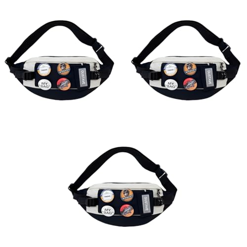 GUSTAVE® Waist Bags for Men Women with 4 Badges and Adjustable Strap, Waterproof Bumbag Creative Stylish Sport Chest Bag Waist Pack for Hiking Travel Camping Running Sports Outdoors 3 PCS