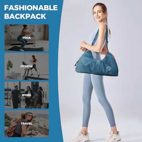PALAY® Gym Bag Fashion Nylon with Shoe Compartment Lightweight Duffle Shoulder Travel Waterproof Day Pack Adjustable Strap Blue 3 PCS