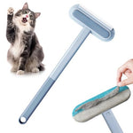 Qpets® Cat Brush Dog Comb, 3 In 1 Pet Hair Remover Brush with 2 Intergrated Cleaning Brushes, Reusable Long Handle Pet Brush Dust Cleaning Roller for Sofa, Carpet, Couch, Bed Sheet