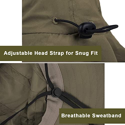 GUSTAVE® Wide Brim Summer Cap for Men Women with Neck Flap UPF50 Hiking Safari Fishing Sun Protection Beach Hats Summer 3 PCS