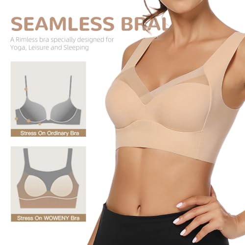 PALAY Seamless Bra for Women Bralette Bra Push-Up Bralette Sports Yoga Bra Ice Silk Women Wireless Bra Breathable Cool Summer Bralette Full Cup Bras, XXL