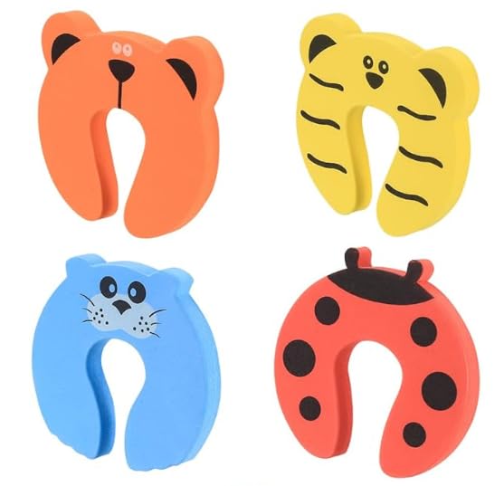 ZIBUYU Baby Proof Foam Door Guards 4PC for Toddler Safety with Cartoon Animal Design | Soft EVA Finger Pinch Protectors