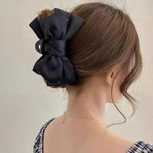 PALAY® Hair Clutcher for Women Hair Large Fish Bone Shape Hair Claw Clips for Women Metal Hair Jaw Clamps Non-Slip Fashion Hair Styling Clip Hair Accessories (Black)