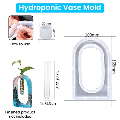 HASTHIP® Vase Tube Resin Molds, Plant Propagation Station Silicone Epoxy Mold with 2 Test Tubes, Vase Epoxy Resin Mold for for Resin Casting Flowers, Home, Office, Desktop Decoration, Arched Style