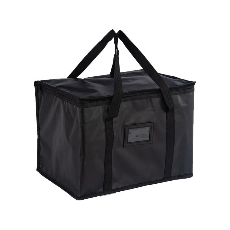 ZIBUYU Insulated Grocery Shopping Bags, Black, Reusable Bag,Thermal Zipper,Collapsible,Tote,Cooler,Food Transport hot and Cold,Camping,Recycled Material delivery Groceries