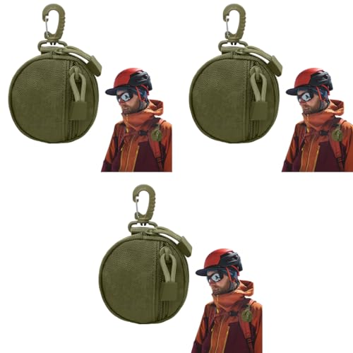 ZIBUYU® Zipper Pouch Bag Backpack Earphone with Quick Connect Clasp Small Oxford Cloth Accessories Coin Utility for Keyring 3PCS