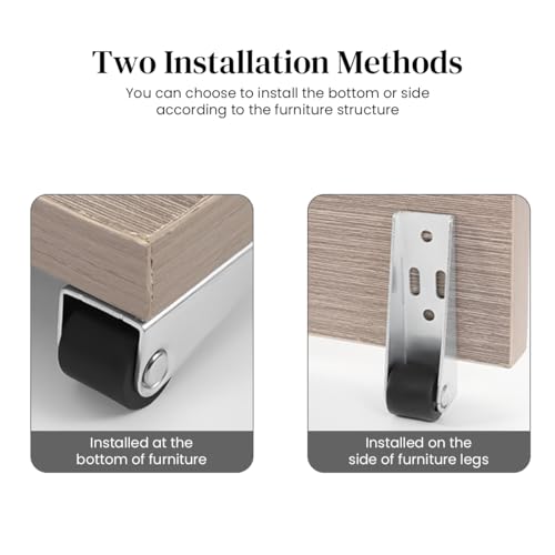 Serplex® 12PCS Rigid Caster Wheels with 360 Degree Smooth Mobility Heavy Duty Side Mount Wooden Door Drooping Support Bottom Pulley Directional 2.68 Inches