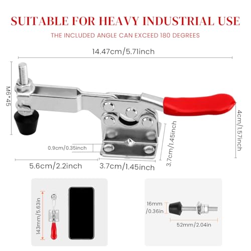 Serplex® Toggle Clamp Combo, 6 Pcs Latch with Lock Hole & 4 Pcs Antislip Hold Down Clips, 330/220Lbs, Quick Release, Heavy Duty for Cabinet, Toolbox, Woodworking, Welding, DIY Projects