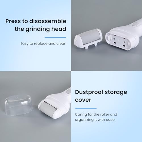 ZIBUYU® Foot Scrubber for Dead Skin Callus Remover with 3 Rollers Pedicure Machine Spa Electric Improve Rough Heel Rechargeable Electronic Tool 2PCS