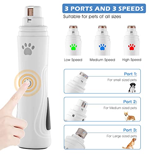 ZIBUYU® Electric Nail Grinder for Dog and Cat LED Nail Grinder with 3 Speed Rechargeable USB Nail Trimmer for Dog Cat Low Noise Pet Nail Trimmer Nail Grinder Dog and Cat - 1