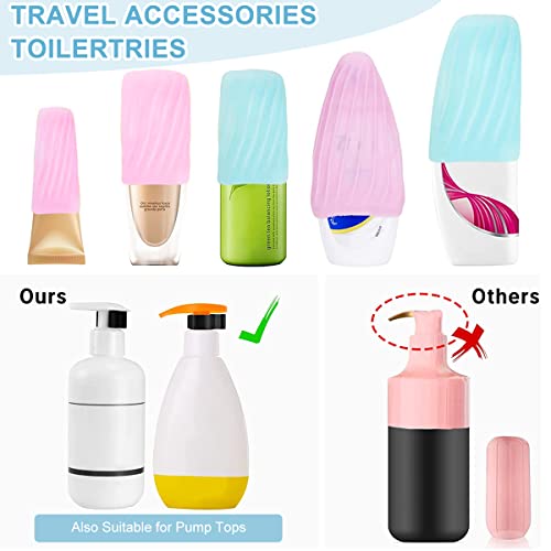 MAYCREATE® 2pcs Elastic Sleeve for Leak Proofing, Utility TPE Leak Proof Sleeves for Travel Container, Reusable Bottle Sleeve Covers for Travel Toiletries Accessory