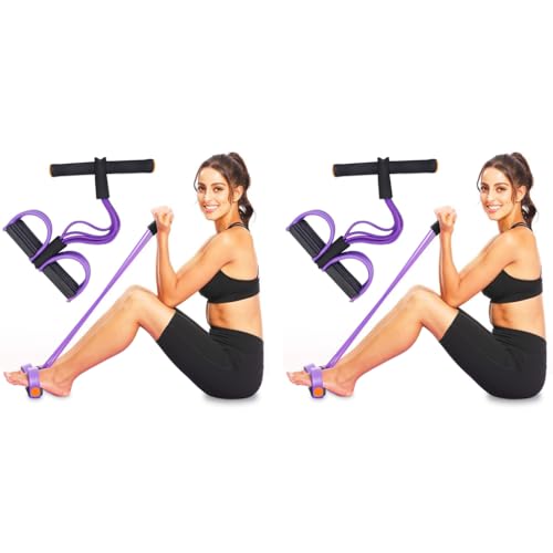 Proberos® 6-Tube Natural Latex Tension Rope Resistance Band Set for Workout Home Gym Stretching Durable NBR Material Non-Slip Foam Pedals Handles Portable Fitness Equipment Men Women 2 PCS