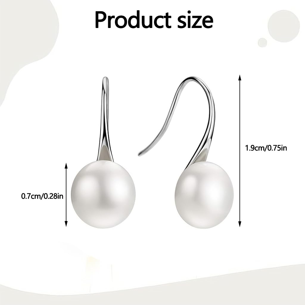 ZIBUYU Pearl Drop Earrings for Women with Polished Metal Setting | Elegant Lightweight Gift