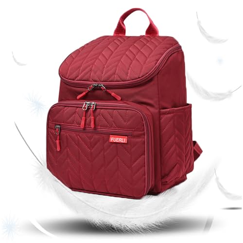 PATPAT® Motherly Diaper Bag Backpack Travel Large Capacity Motherly Bag Backpack Baby Bottle Insulation Bag Fashion Red Mommy Diaper Bag Backpack for Travel