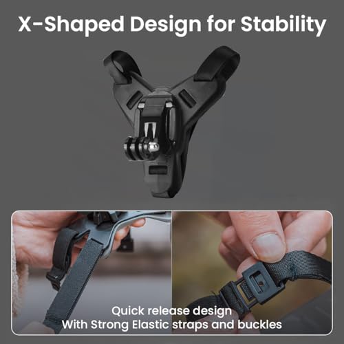 STHIRA® Helmet Mount for Mobile Camera Rotatable Action Mount Chin Strap Set with Quick-Release Non-Slip Grip for Go-Pro Hero 12 11 10 9 Includes J-Hook Adapter Screw Phone Holder 3PCS