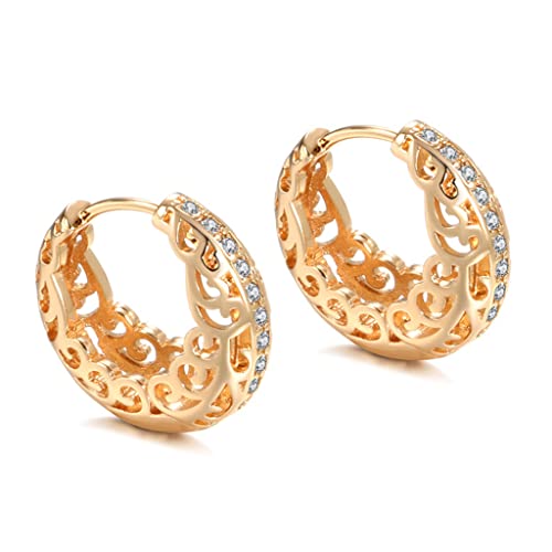 SANNIDHI® 1 Pair Stylish Hollow Rose Gold Hoop Earring for Women and Girls,19mm Round Earrings Eardrops Jewelry Gift for Wife and Girlfriend,Nest