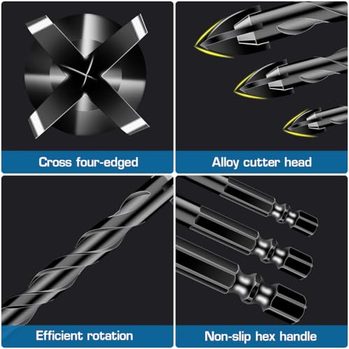 Serplex® 36PCS Masonry Drill Bit Set Tungsten Steel with 7 Sizes for Glass Tile Brick Cement Concrete Plastic Wood 1/8 to 1/2 inch Cross Tip