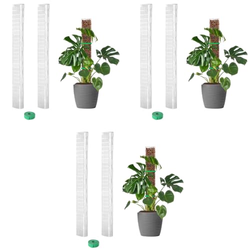 HASTHIP® 6PCS Plastic Moss Pole 23.62 Inches Monstera Climbing Pole for Plant Pot Hollow Out Upright Growing DIY Assembly