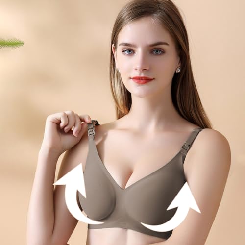 SANNIDHI® Womens Nursing Bra for Breastfeeding, Front Opening Pad Design, Full-Coverage Maternity Bra, Wire-Free Comfort Bra for Nursing Mom, Size XL, Brown