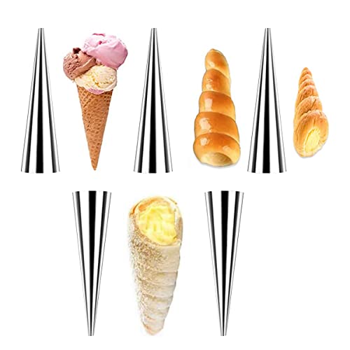 HASTHIP® 5 Pcs Cannoli Molds, DIY Non-Stick Stainless Steel Baking Cones Set, 4.72inch Cream Horn Molds, Roll Horn Forms Conical Danish Pastry Croissant Cones Moulds for Bread Croissant