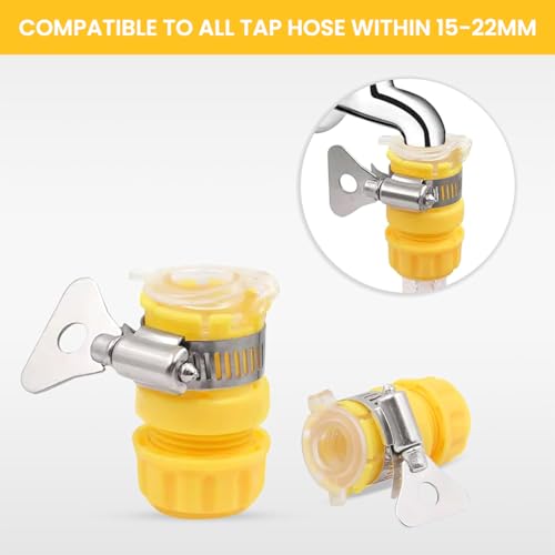HASTHIP® Hose Adapter for Faucet 4PCS Gardening Connectors 2 in 1 Universal 1/2-inch 3/8-inch Standard Fitting