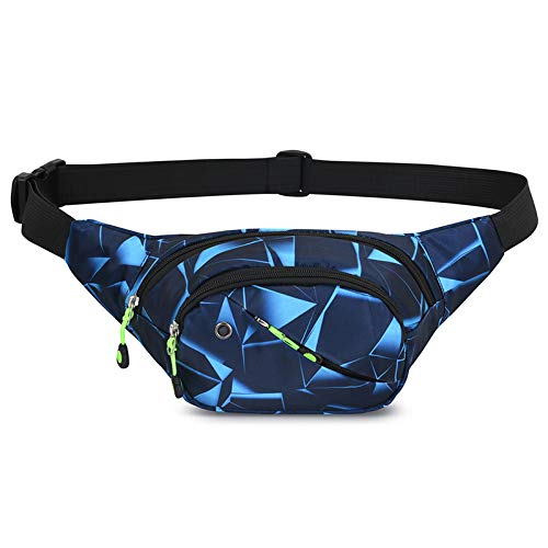 GUSTAVE® Waist Bag for Men Women, Waterproof Chest Bags Stylish Fanny Pack Lightweight Bum Bag with Adjustable Strap for Outdoor Sports Running Hiking (Geometric Blue)