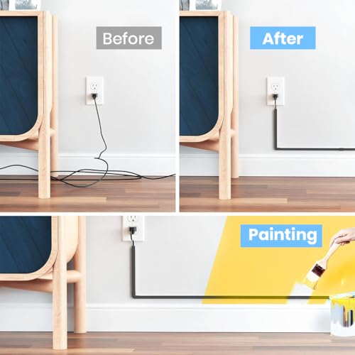 Serplex® 94in Cord Cover Kit Self-Adhesive Cable Hider Organizer Wire Covers for Cords on Wall TV Management Sliding Raceway 6xL15.7 W0.59 H0.4in 2 PCS