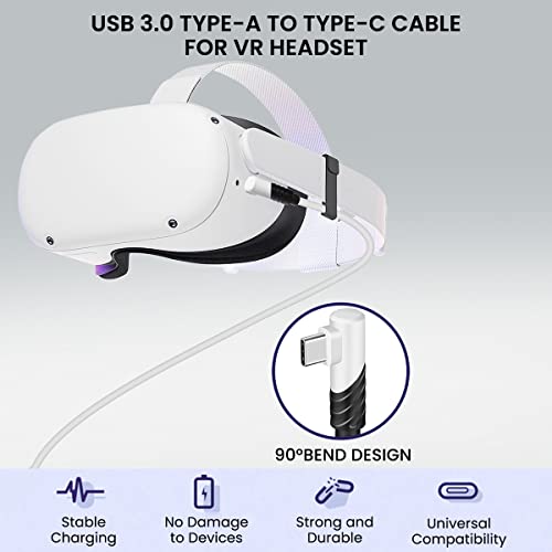 ZORBES® Link Oculus Quest 2 Cable, USB 3.0 to USB C Cable, Link Cable 10FT, 5Gbps High Speed PC Data Transfer Cable Compatible with Meta/Oculus Quest 2 Accessories and PC/Steam VR for VR Headset and Gaming PC