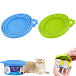 Qpets® 2Pcs Pet Can Lid Cover, 3 In 1 Silicone Pet Food Can Lid for Food Storage, Soft Easy to Clean and Fresh-Keeping Lid for Cat Dog Food Can Lid Can Cover for 3/5.5/12 Oz, Blue & Green