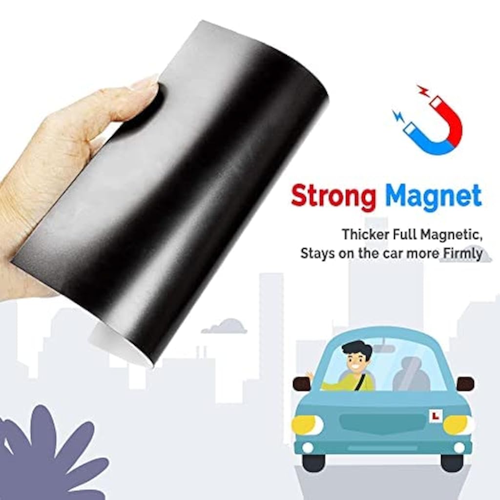 STHIRA® 6PCS Magnetic Learning Sticker for Car 7 Inch Reflective L Board for Driver Vehicle Safety Night Safe Learner Easy Reusable Practice Test