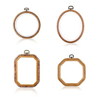 HASTHIP® Embroidery Hoops, Cross Stitch Hoops, Imitated Wood Plastic Display Frame, Reusable Circle Oval Rectangular Octagonal Cross Stitch Hoop Ring for Art Craft Sewing and Hanging Ornaments(4Pcs)