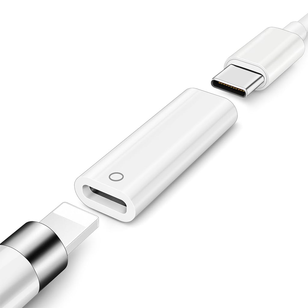 ZORBES® Charging Adapter for Pencil 1st Gen Type C to Light-ing Adapter, Type C Female to Light-ning Female Adapter, Support Bluetooth Connectivity, Plug and Go, with Light Indicator