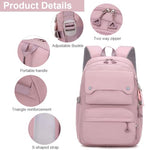 PALAY® Fashion Backpack Student Shoulder Backpack Fashion Pink Travel Backpack Laptop Backpack Multi-pouches 26L Large Capacity School Backpack