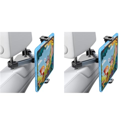 STHIRA® Car Tablet Holder Back Seat 360° Rotation Headrest Ipad Mount with Clip-On Retractable Arm 2-in-1 Phone & Tab for Universal fit 4.7-13 Inch Devices 2PCS