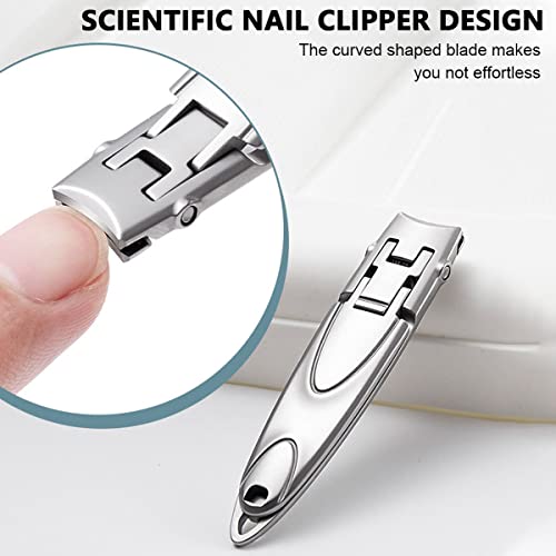 MAYCREATE® Nail Cutter For Men, Nail Clippers Wide Jaw Opening Stainless Steel Foldable Nail Trimmer Anti Splash Toenail Clippers Travel Portable Pedicure Manicure Kit