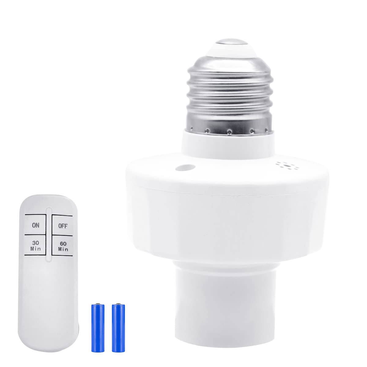 Serplex® Remote Control Bulb Holder with Timer, E27 Smart Light Socket with 30mins/60mins Timing, Wireless Remote Control Light Socket, 100FT Range, Wireless Light Switch Kit for E27 Light Bulb