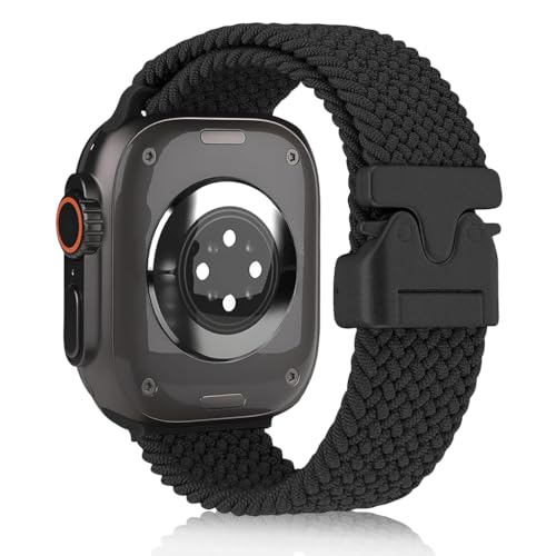 ZORBES® Compatible with Apple Watch Fashion Nylon Wrist Band for 49mm/ 46mm/ 45mm /44mm /42mm, Lightweight Outdoor Sporty Nylon Braided Unisex Black Watch Band, for iWatch 3-10 SE Ultra/Ultra 2