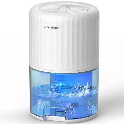 HANNEA® Dehumidifier 2000ml Dehumidifiers for Home Bathroom, Bedroom, Ultra-Quiet with Sleep Mode, 7 Color Lights & Auto Shut Off, Compact & Portable for Closet, RV, Basement, Energy Saving-White