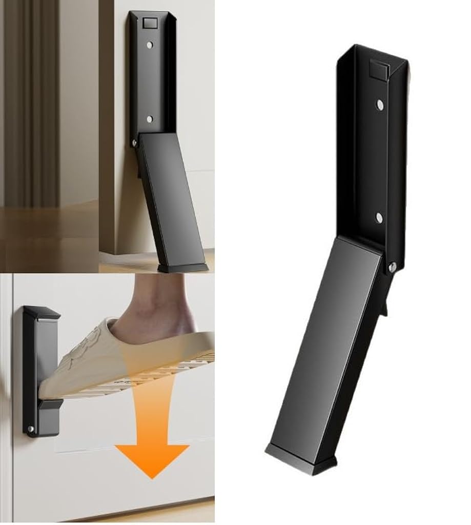 HASTHIP® Door Stopper for Home Rubber - Door Stopper Spring Loaded Telescopic Step On/Off Doors Holder Anti-Collision Safety Top Doors Stoppers-Black