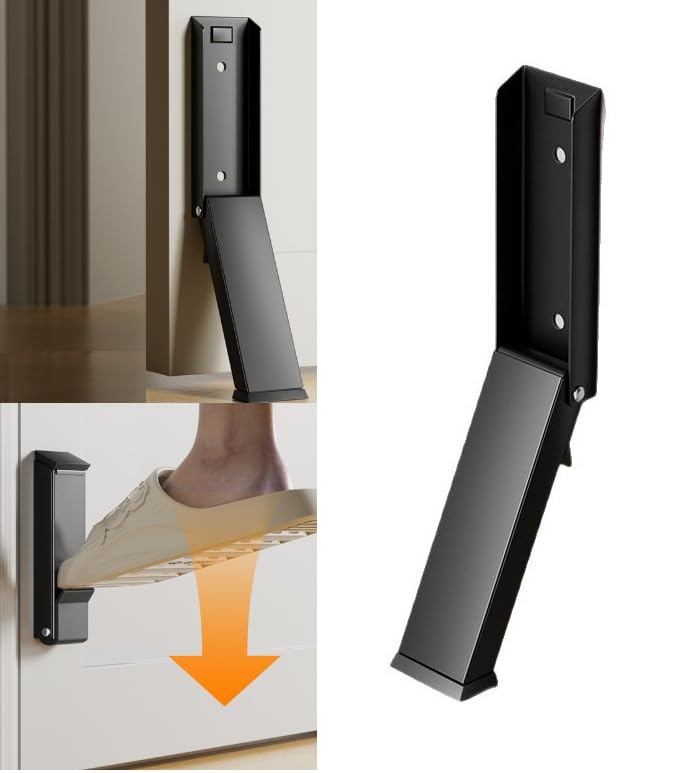HASTHIP® Door Stopper for Home Rubber - Door Stopper Spring Loaded Telescopic Step On/Off Doors Holder Anti-Collision Safety Top Doors Stoppers-Black