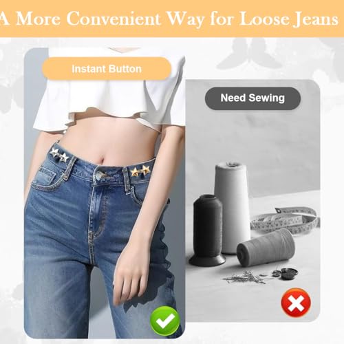 SANNIDHI® 4 Set Waist Tighteners for Pants Fashion Metal Star Button Tighteners No Sewing Required Jeans Tightener Anti-lose Waist Tightener Pants Button Tightener for Loose Jeans, Skirt, Trouser 3 PCS